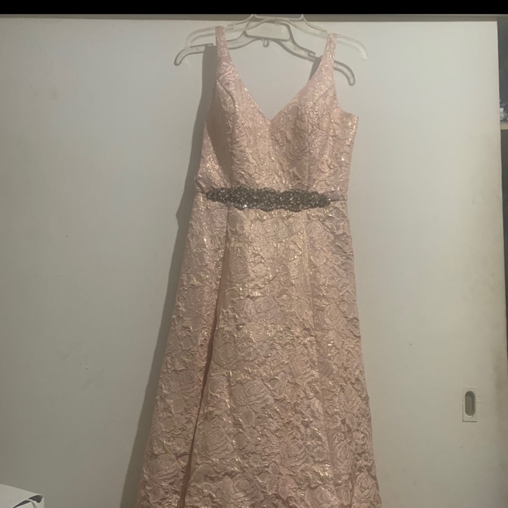 Gorgeous size 10 high low full gown tie back stunning David’s bridal cachet